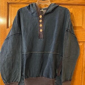 White Birch Navy Button-Up Hoodie